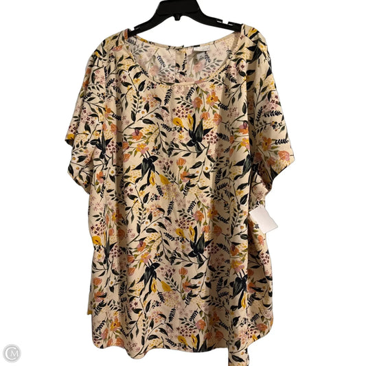 Top Short Sleeve By Ava & Viv In Floral Print, Size: 4x