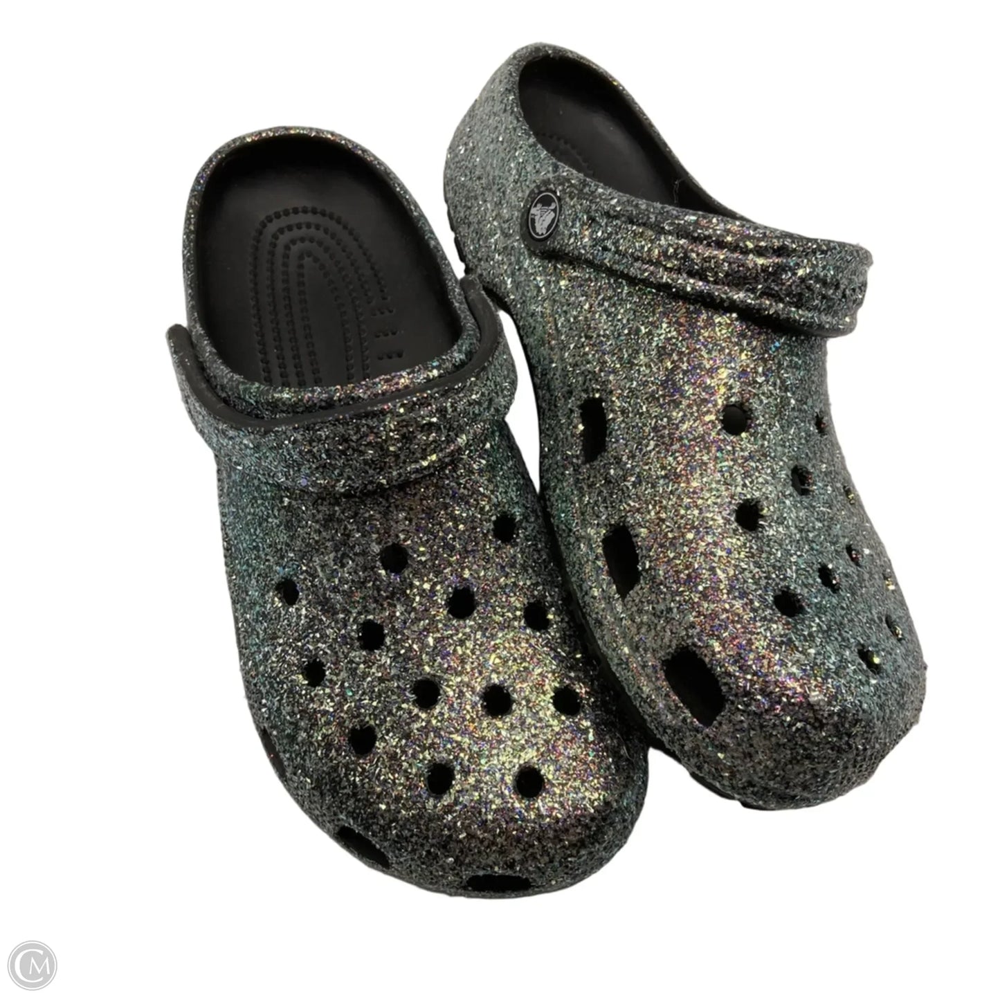 Shoes Flats By Crocs In Silver, Size: 11