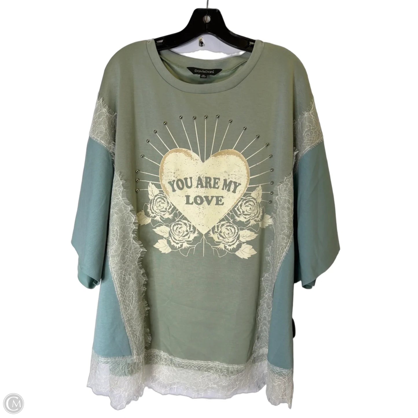 Top Short Sleeve By Davi & Dani In Blue & Green, Size: 2x