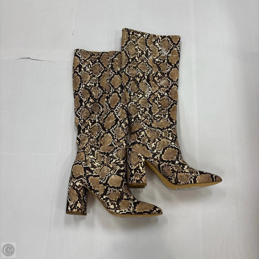 Boots Knee Heels By Lulus In Animal Print, Size: 7.5