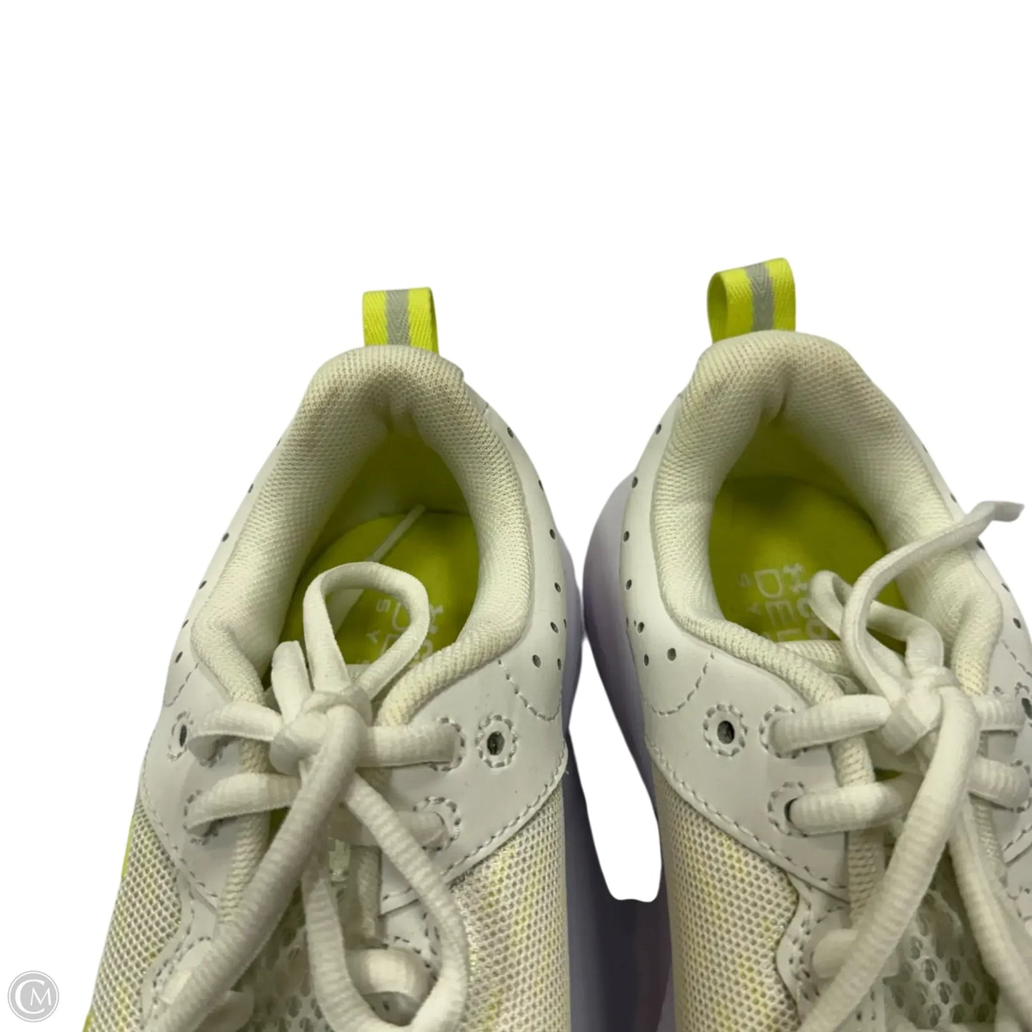 Shoes Athletic By Under Armour In White & Yellow, Size: 6