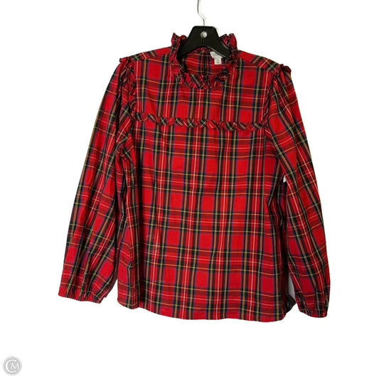 Top Long Sleeve By J. Crew In Plaid Pattern, Size: S