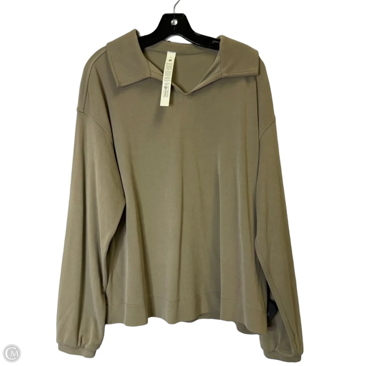 Athletic Top Long Sleeve Collar By Lululemon In Taupe, Size: M