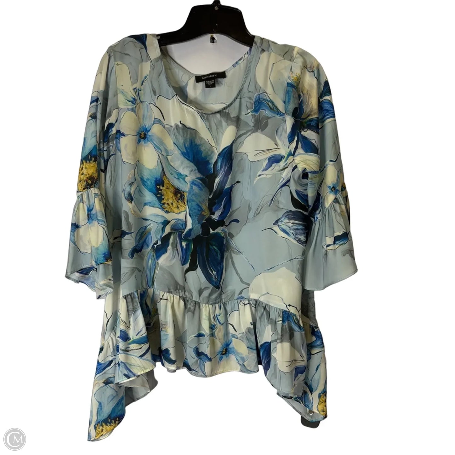Top Short Sleeve By Karen Kane In Blue, Size: L
