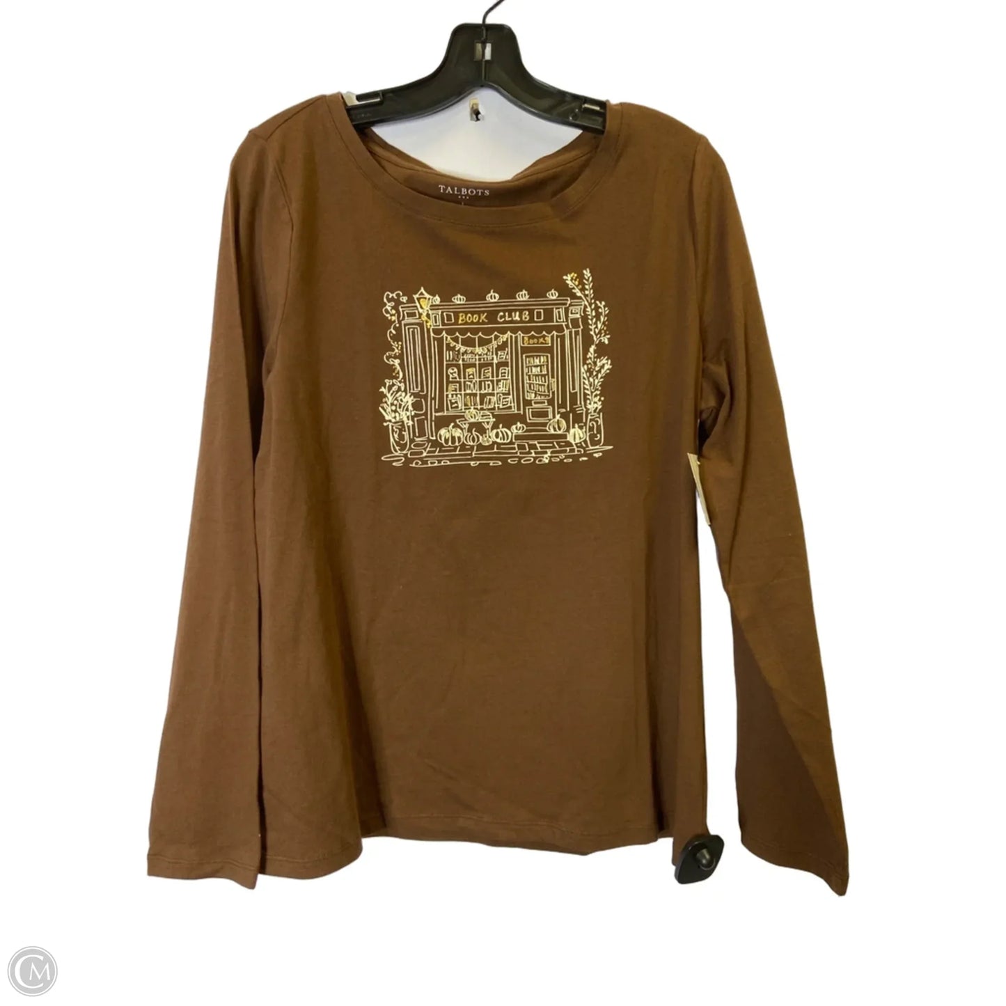 Top Long Sleeve Basic By Talbots In Brown, Size: L