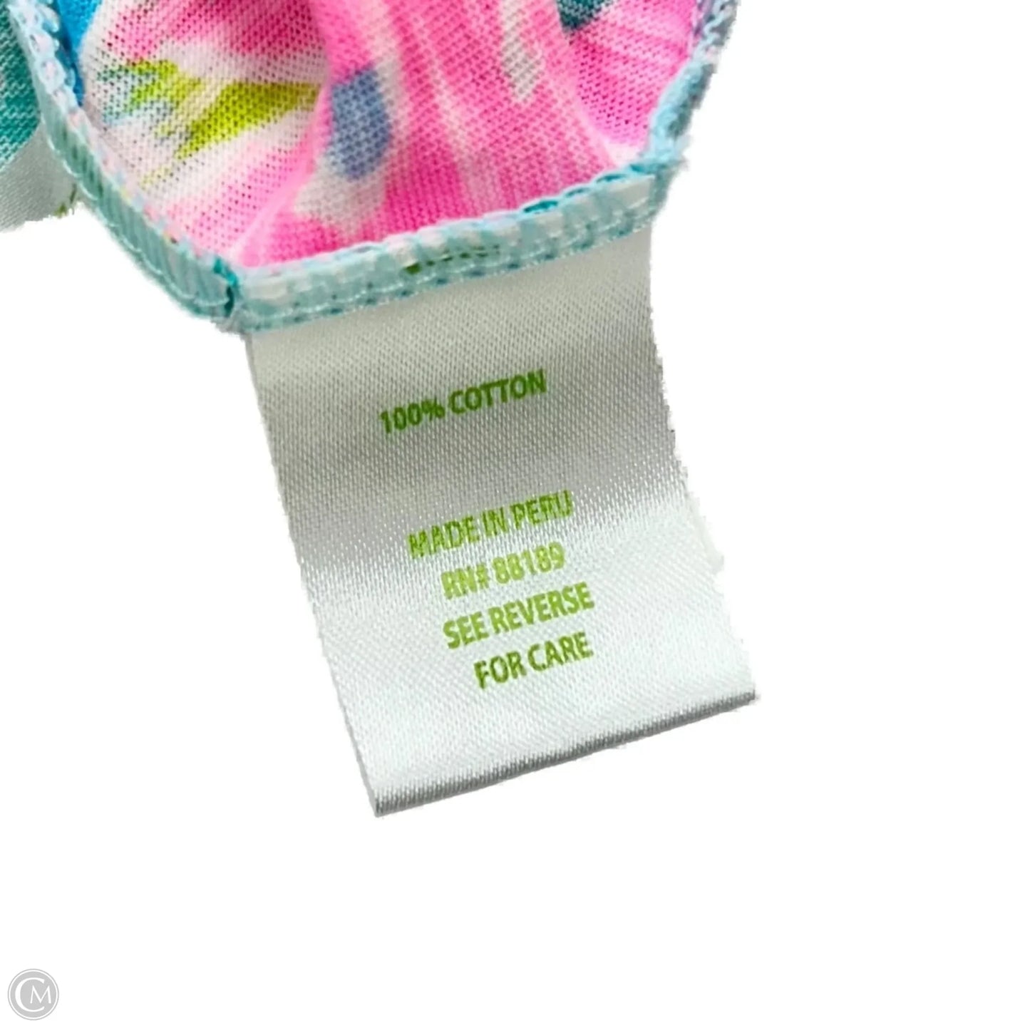 Top Short Sleeve Designer By Lilly Pulitzer In Green & Pink, Size: L