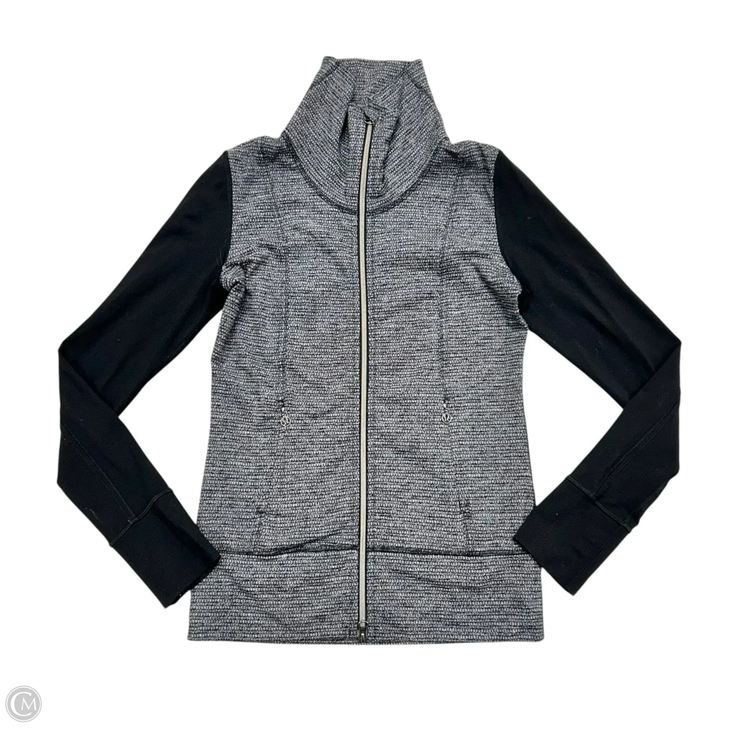 Athletic Jacket By Lululemon In Black & Grey, Size: S