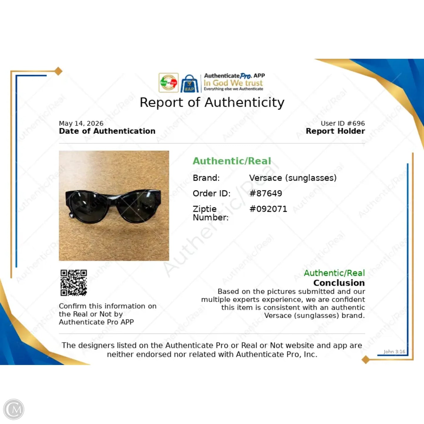 Sunglasses Luxury Designer By Versace