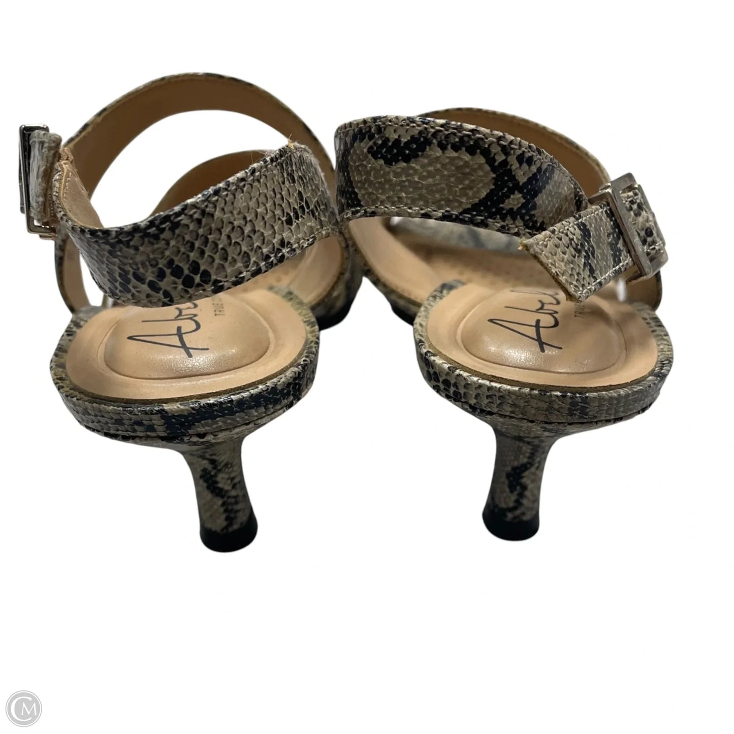 Sandals Heels Kitten By Abella In Snakeskin Print, Size: 7.5