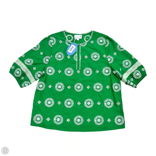 Top Short Sleeve By Cartolina In Green & White, Size: S