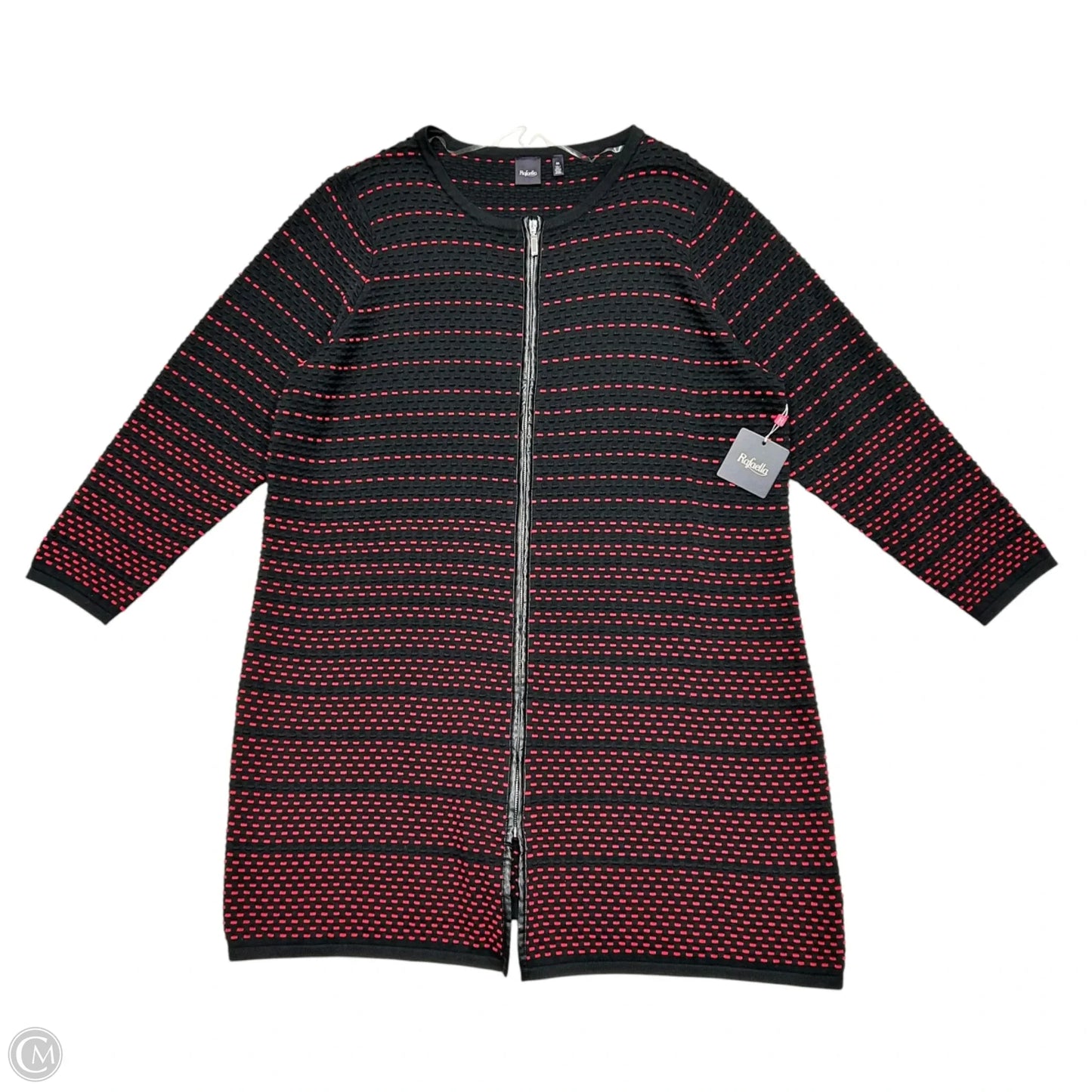 Sweater Cardigan By Rafaella In Black & Red, Size: 2x
