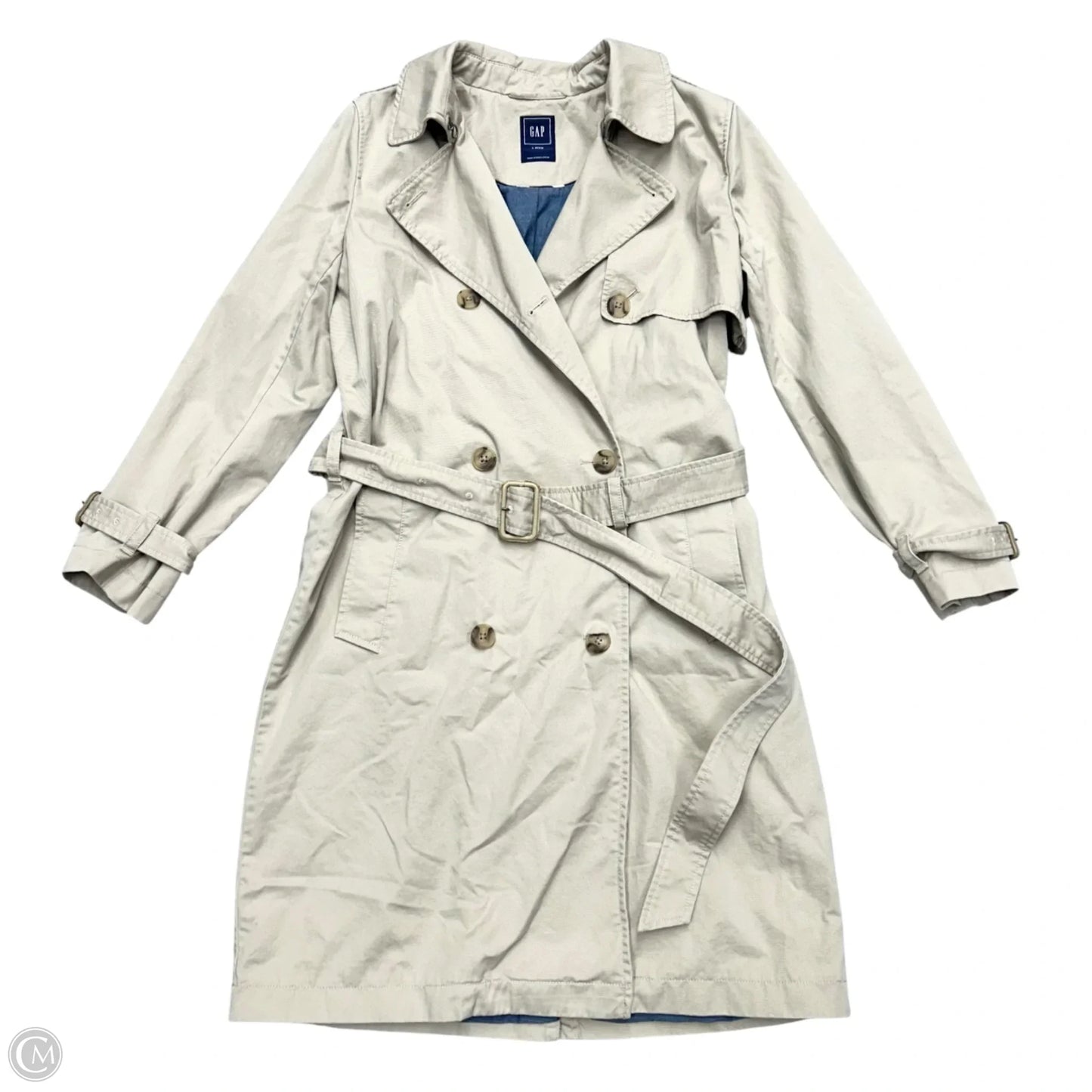Coat Trench Coat By Gap In Cream, Size: Lp