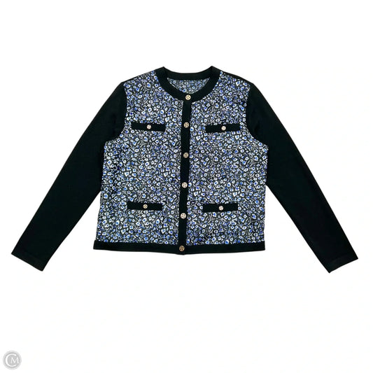 Cardigan Designer By Tory Burch In Black & Blue, Size: Xs