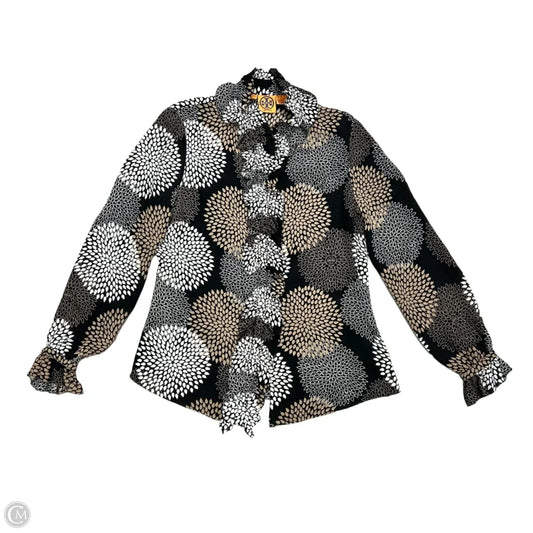 Blouse Designer By Tory Burch In Black & Tan, Size: M