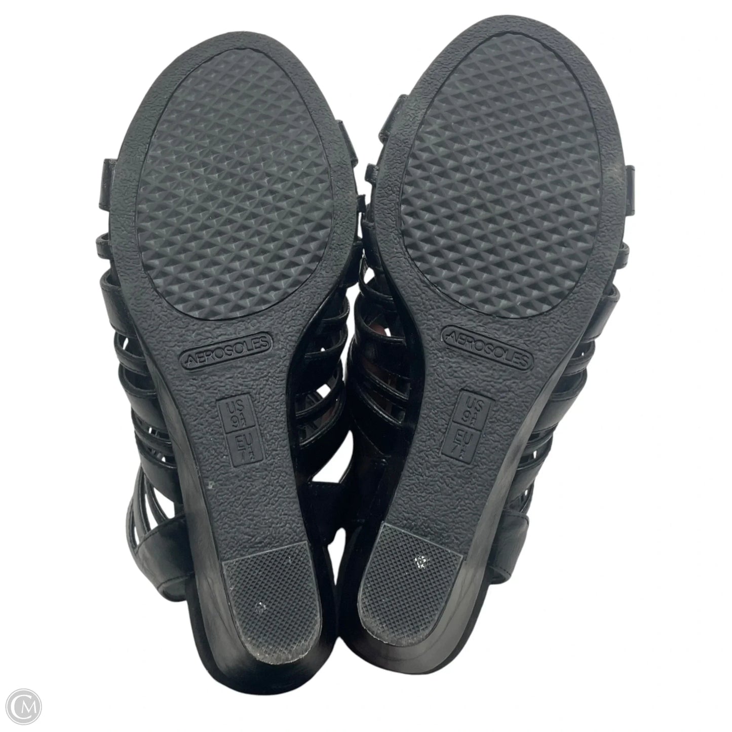 Sandals Heels Wedge By Aerosoles In Black, Size: 9.5