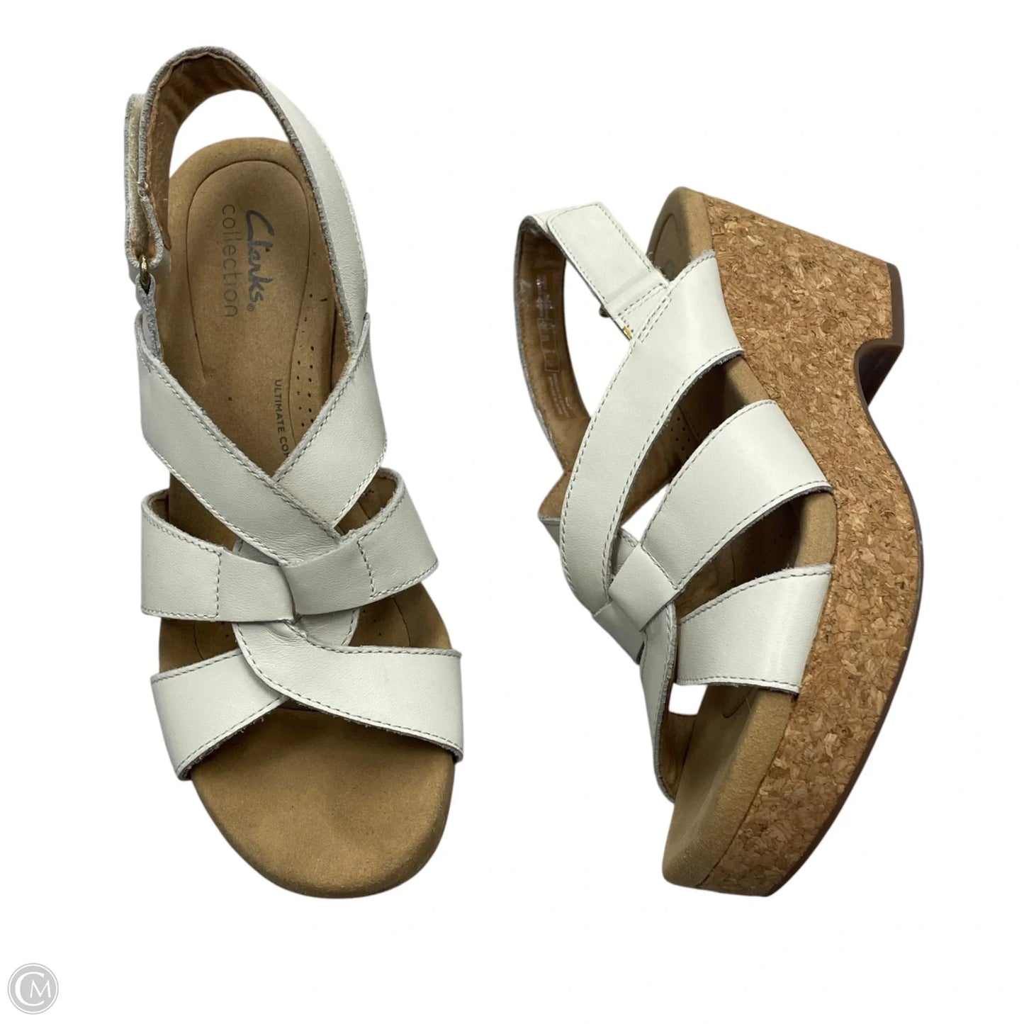 Sandals Heels Wedge By Clarks In White, Size: 8