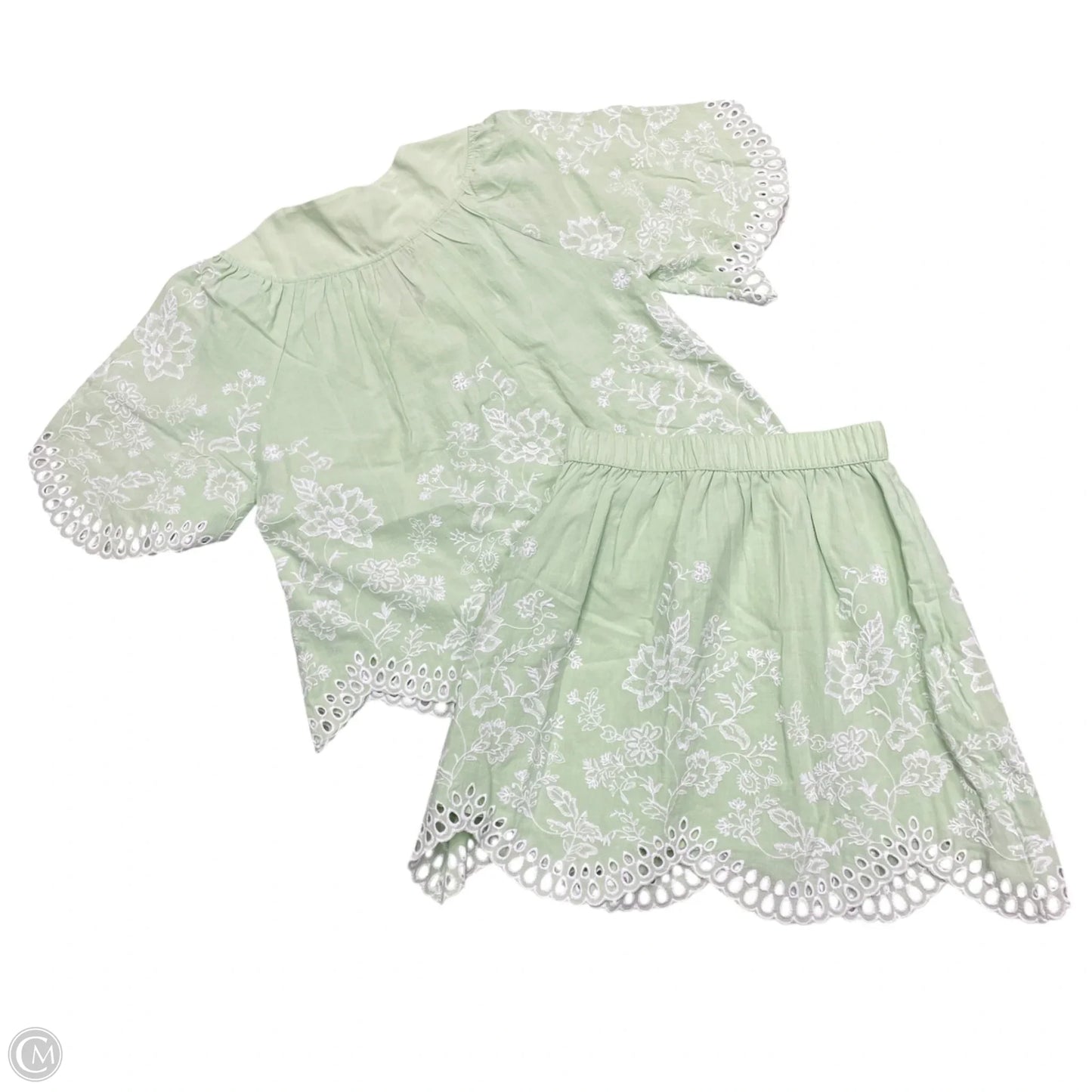 Skirt Set 2pc By Loft In Green & White, Size: Xxsp