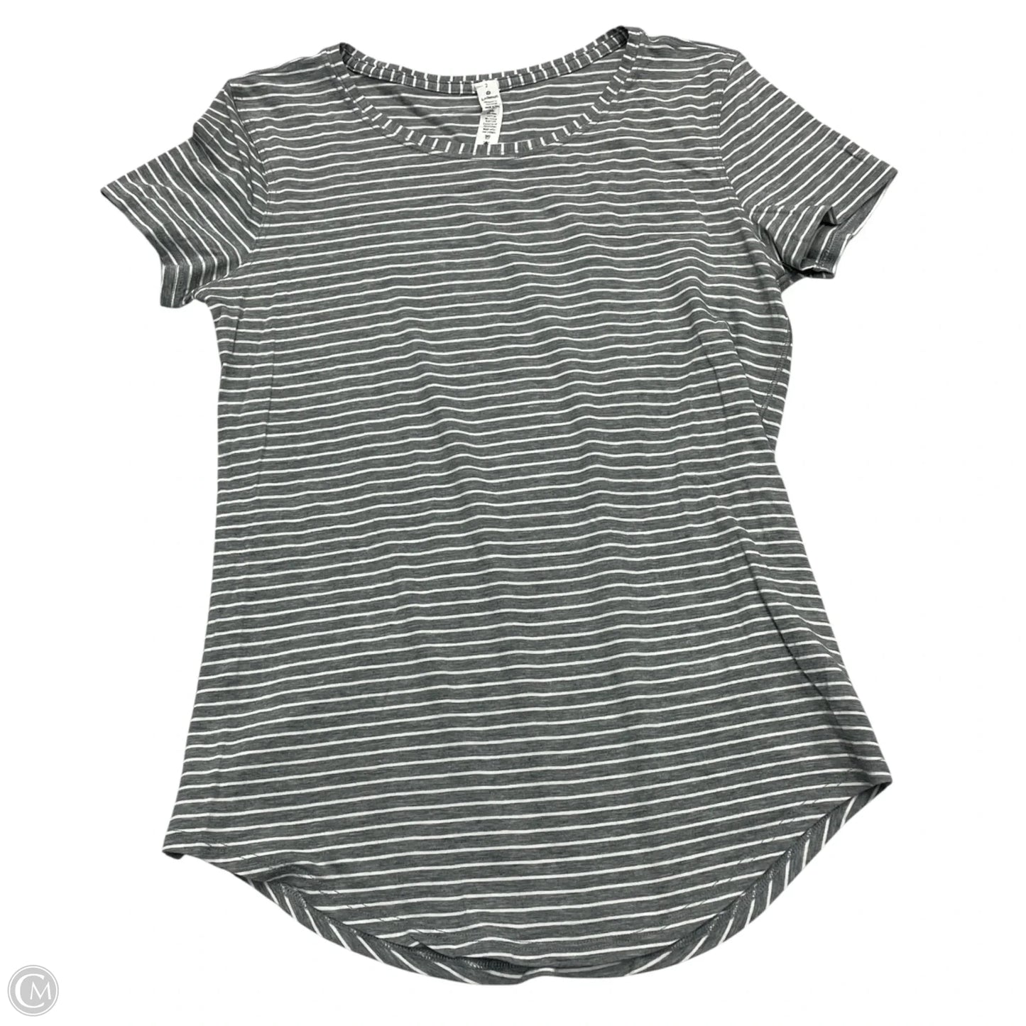 Athletic Top Short Sleeve By Lululemon In Grey & White, Size: Xs