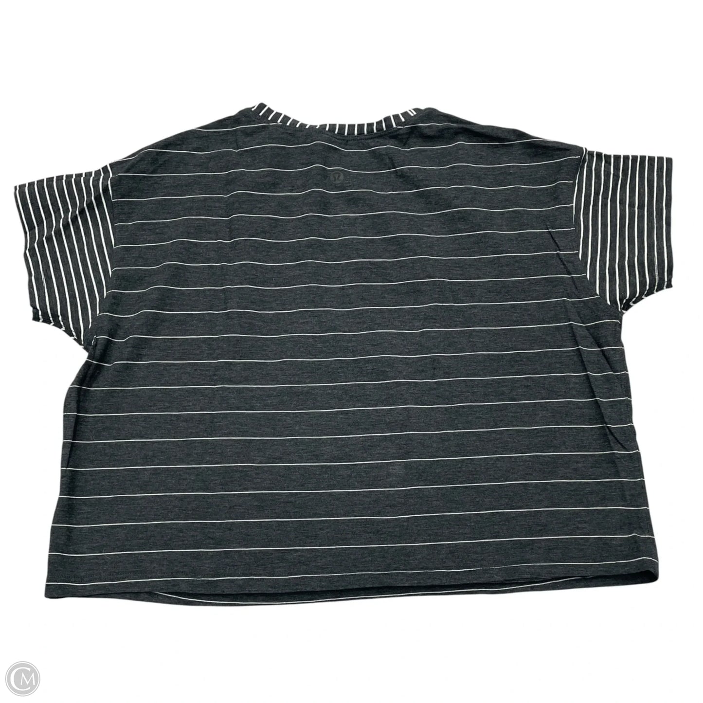 Athletic Top Short Sleeve By Lululemon In Grey & White, Size: S