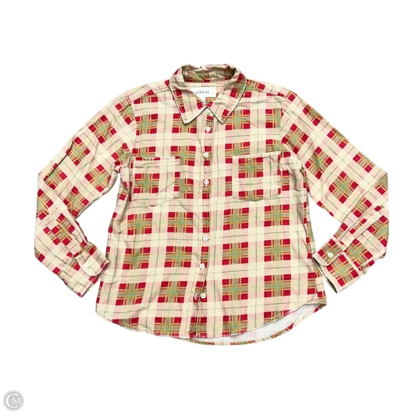 Top Long Sleeve By The Great. In Pink & Red, Size: Xs
