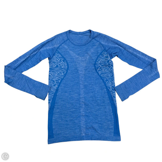 Athletic Top Long Sleeve Collar By Lululemon In Blue, Size: S
