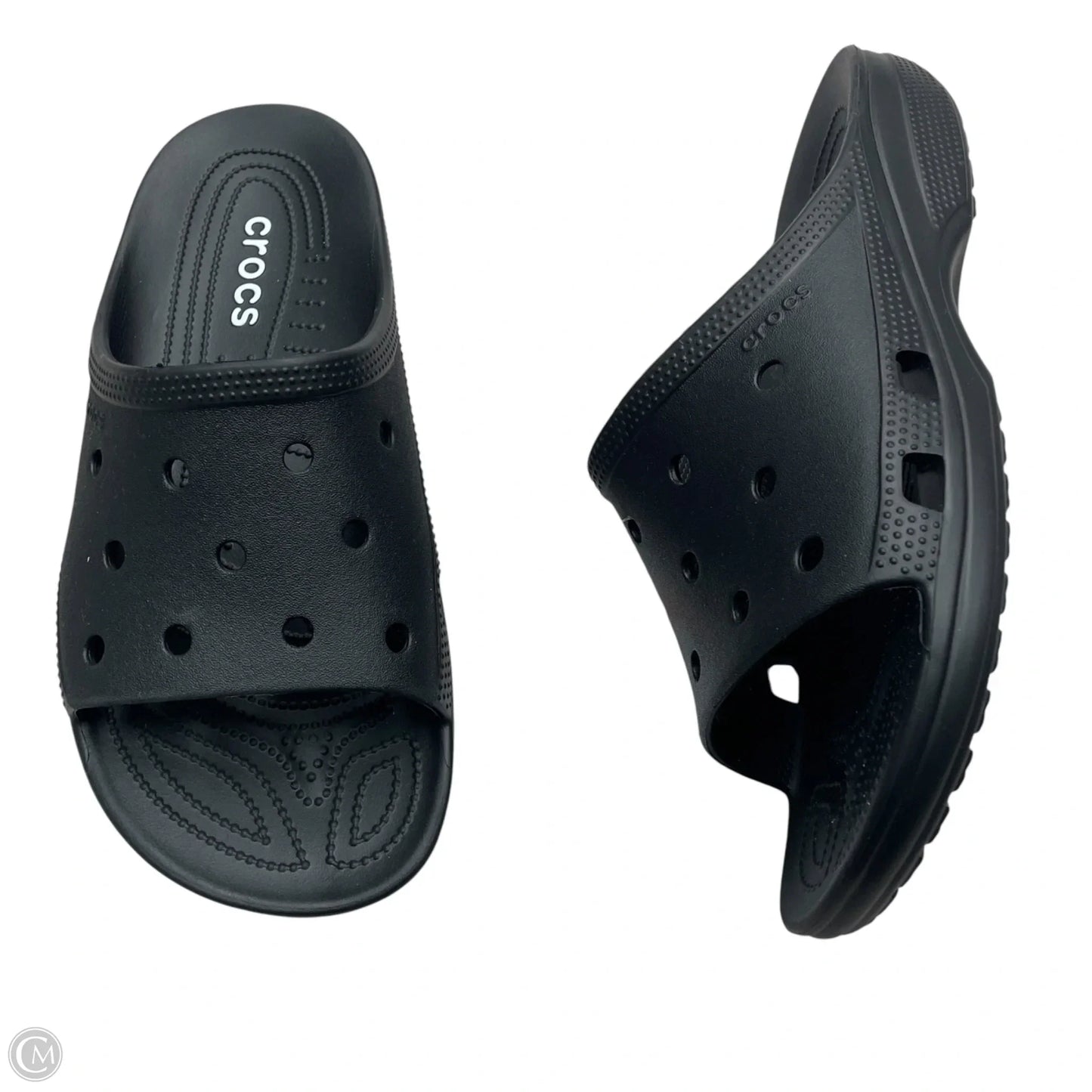 Sandals Flats By Crocs In Black, Size: 7