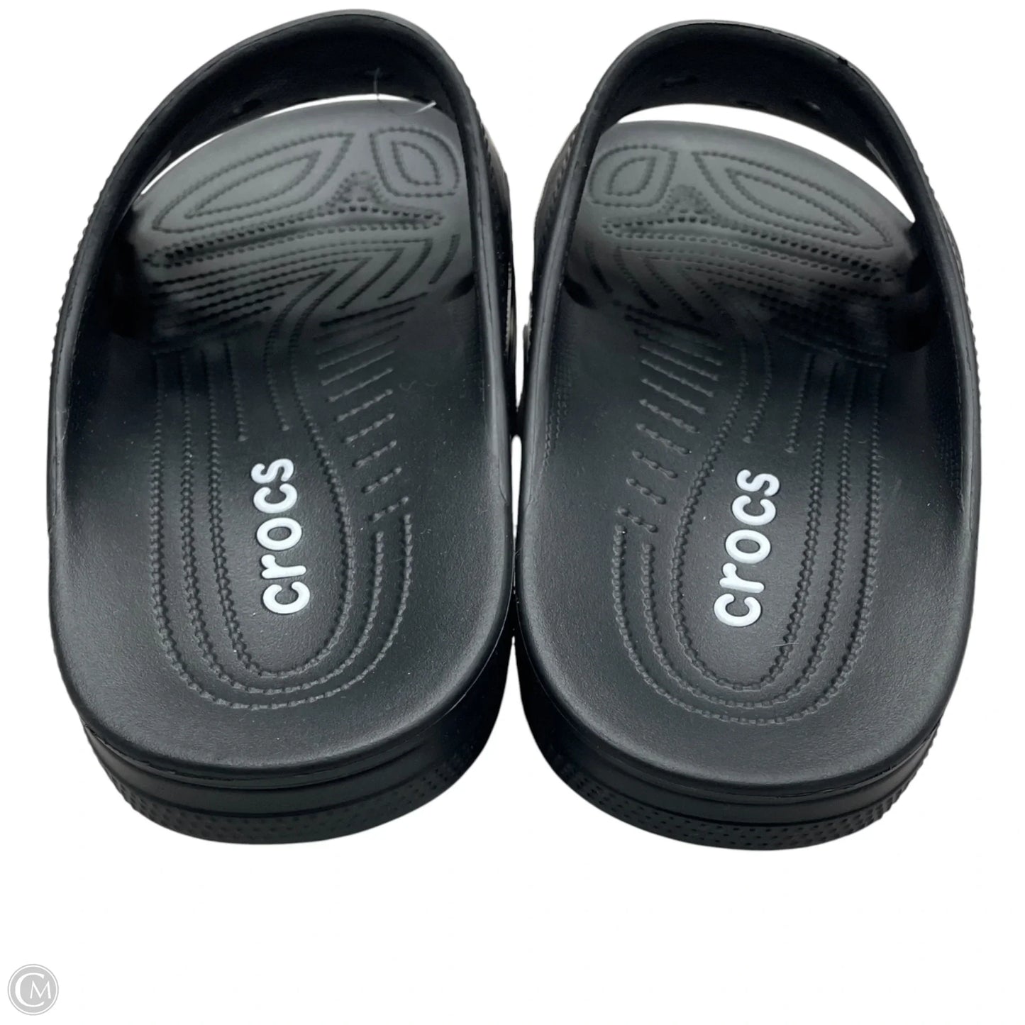 Sandals Flats By Crocs In Black, Size: 11.5