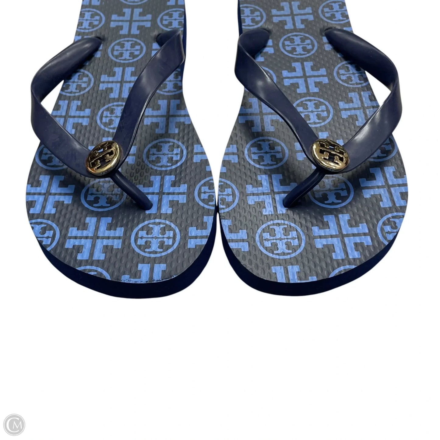 Sandals Designer By Tory Burch In Black & Blue, Size: 9