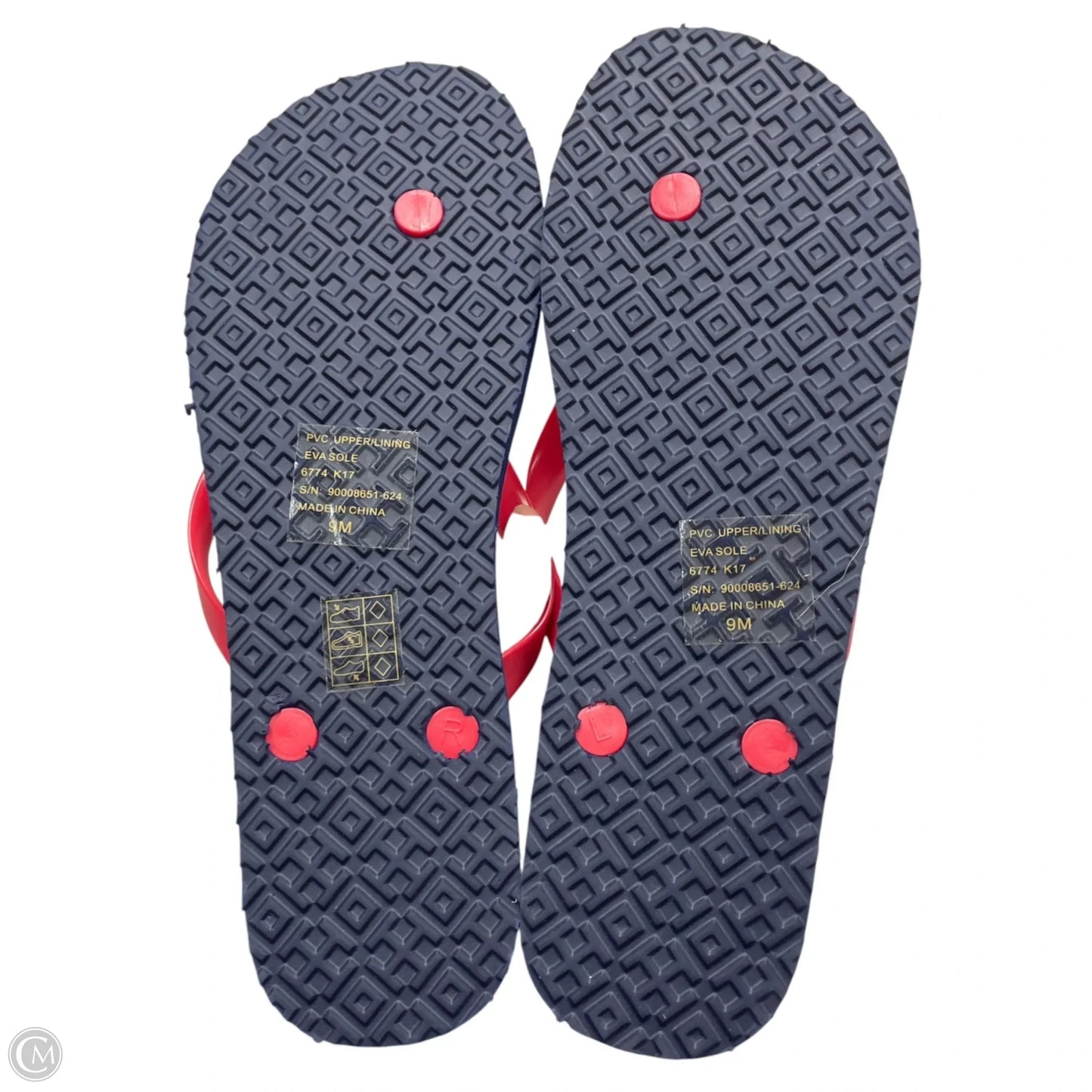 Sandals Designer By Tory Burch In Blue & Red & White, Size: 9