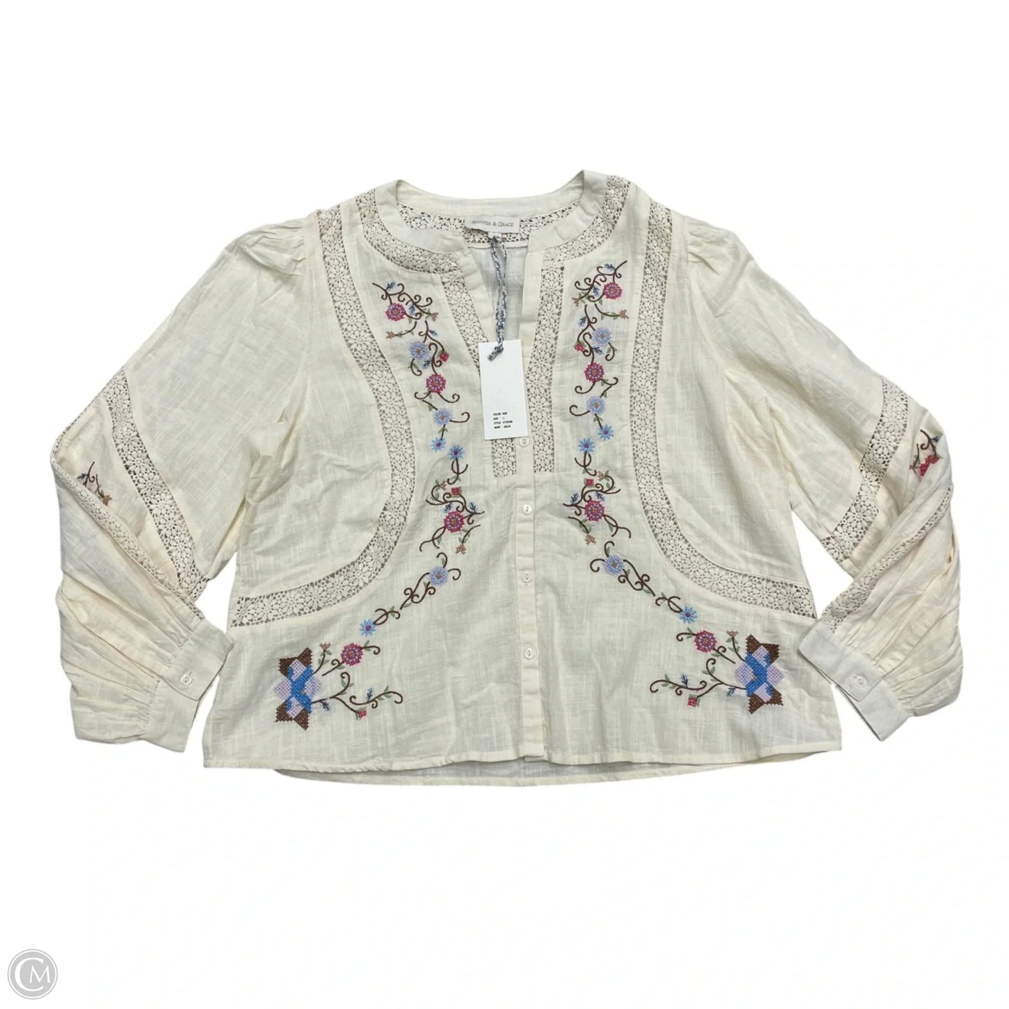 Top Long Sleeve By Jennifer & Grace In Cream, Size: L