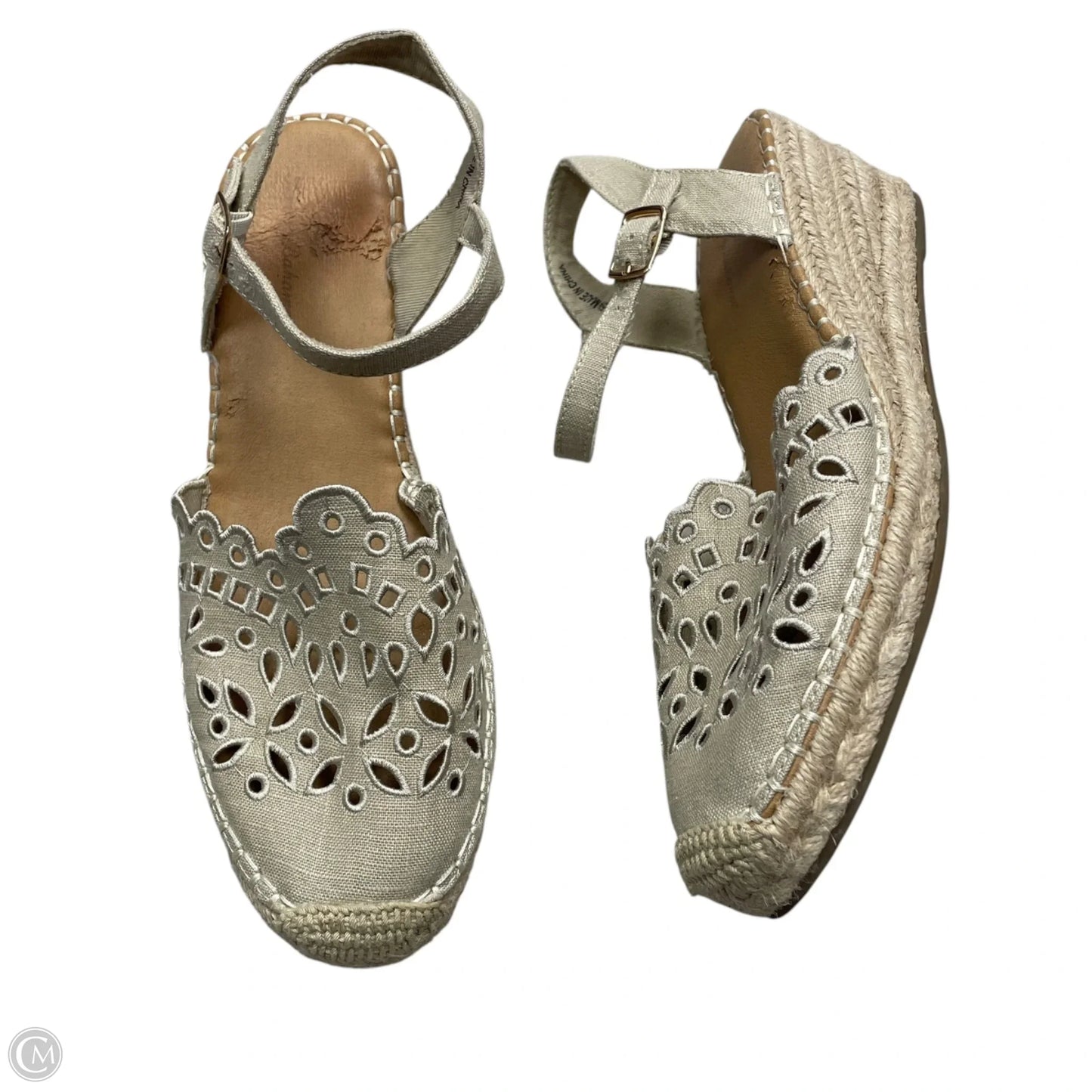 Sandals Heels Wedge By Tommy Bahama In Cream, Size: 8.5