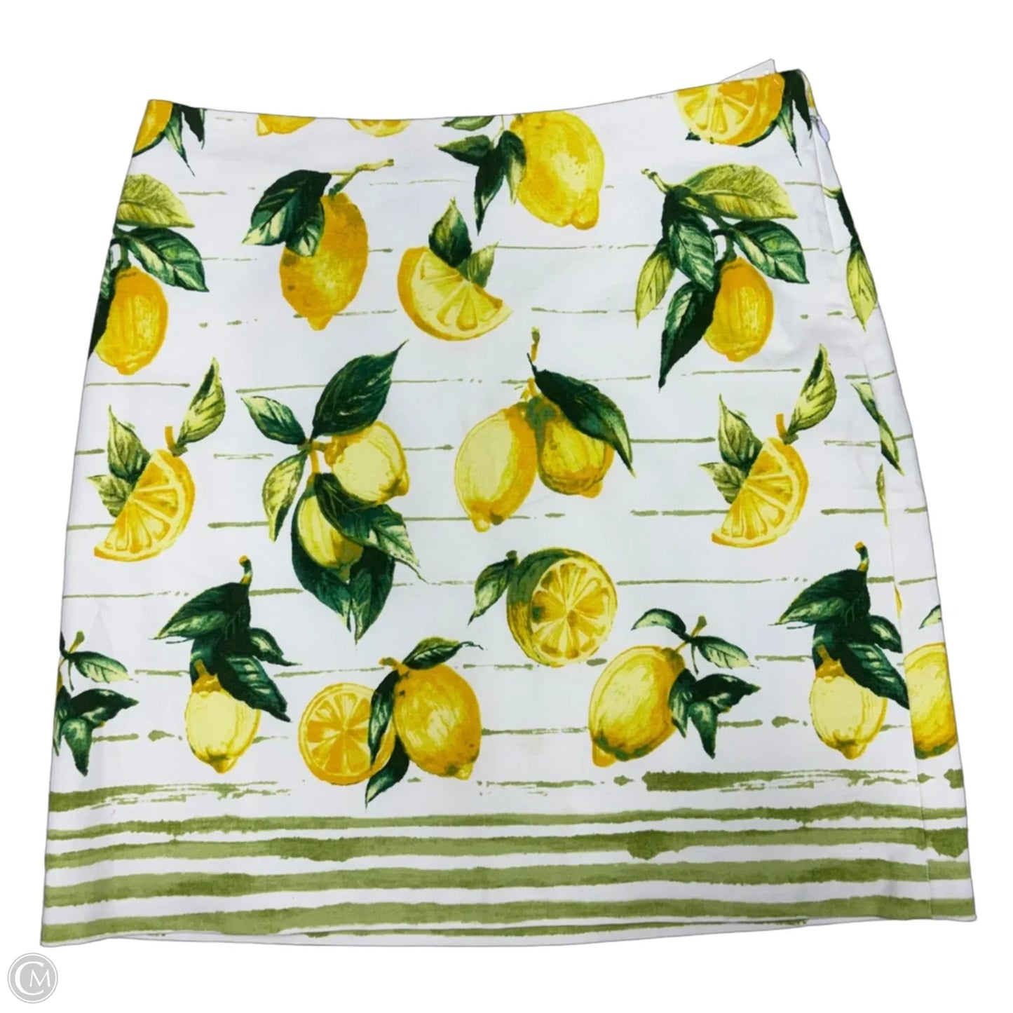 Skirt Midi By Talbots In White & Yellow, Size: 4
