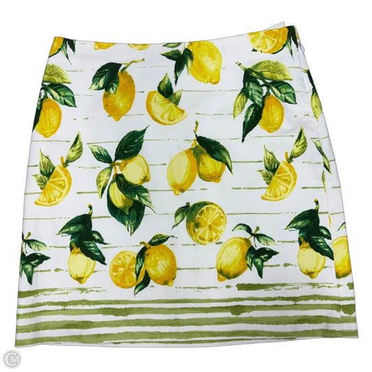 Skirt Midi By Talbots In White & Yellow, Size: 4