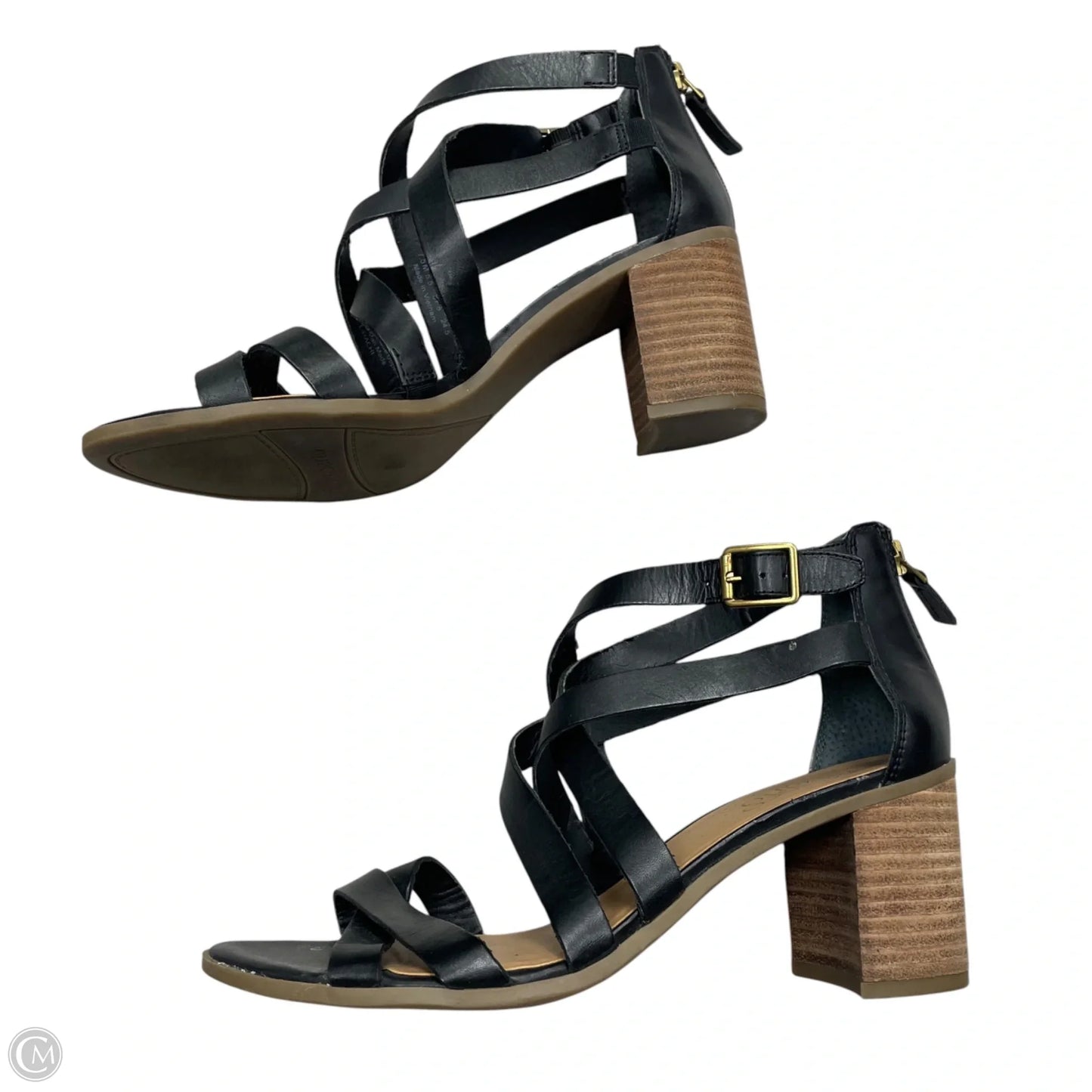 Sandals Heels Block By Franco Sarto In Black, Size: 7.5
