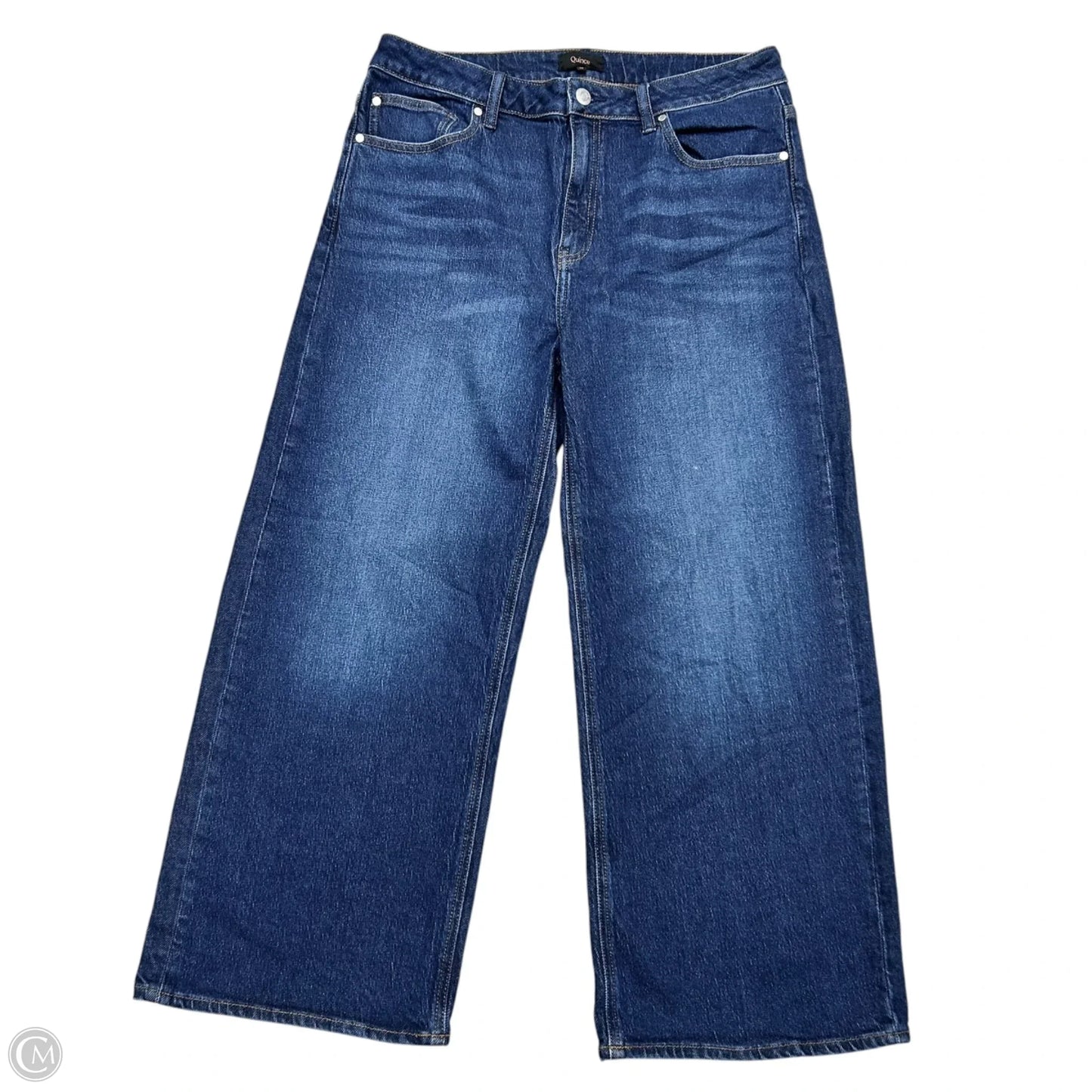Jeans Wide Leg By Quince In Blue Denim, Size: 14