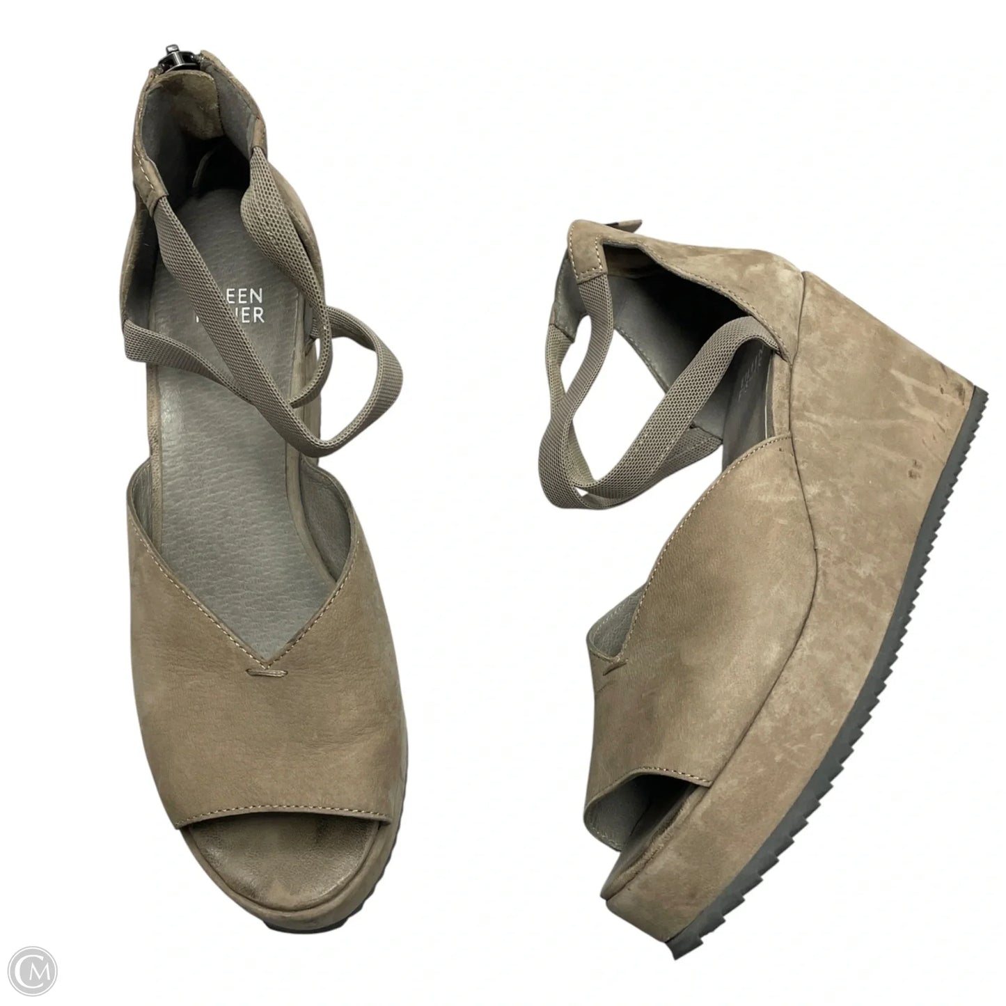 Sandals Heels Wedge By Eileen Fisher In Taupe, Size: 8.5