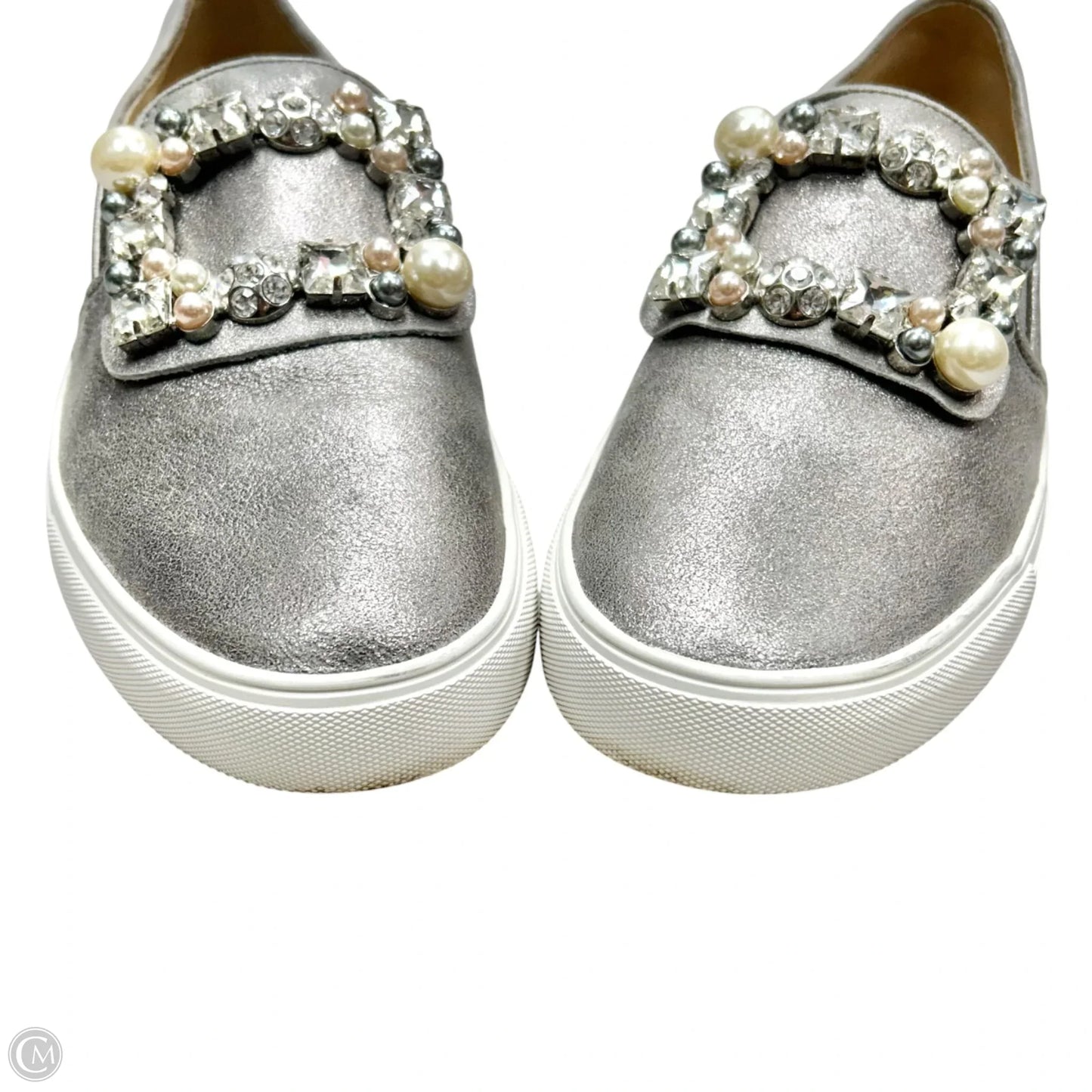 Shoes Designer By Karl Lagerfeld In Silver & White, Size: 7