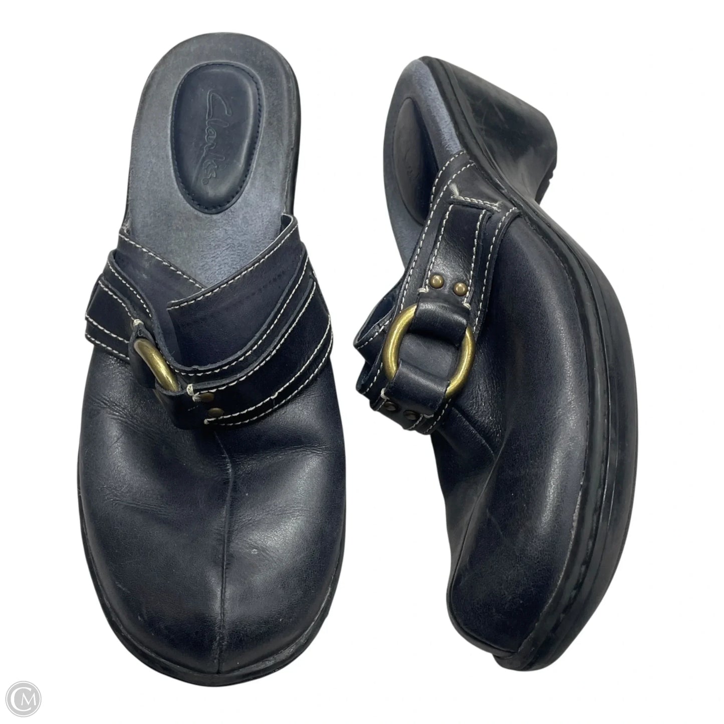 Sandals Heels Block By Clarks In Navy, Size: 8.5