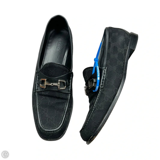 Shoes Luxury Designer By Gucci In Black & Grey, Size: 9.5
