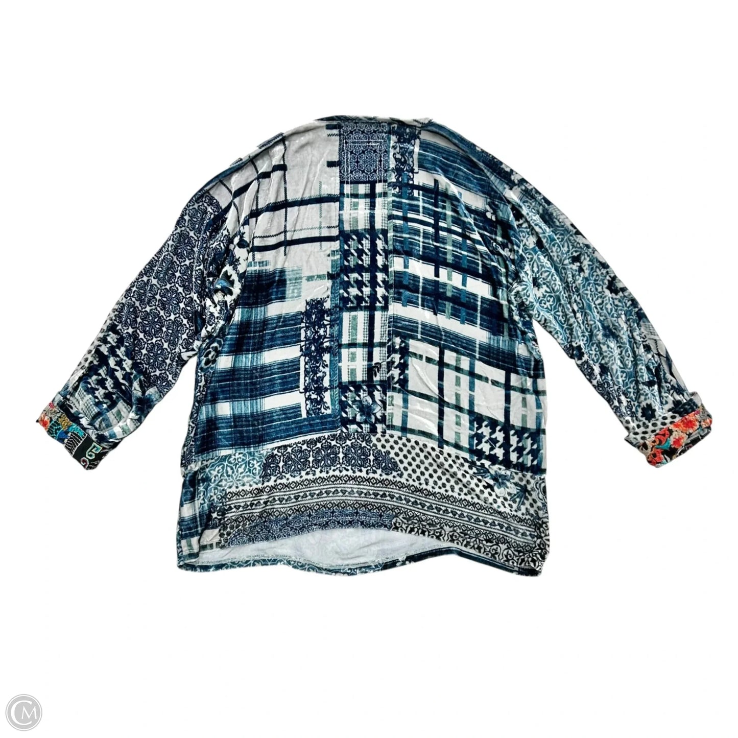 Top Long Sleeve By Johnny Was In Blue & Grey, Size: S