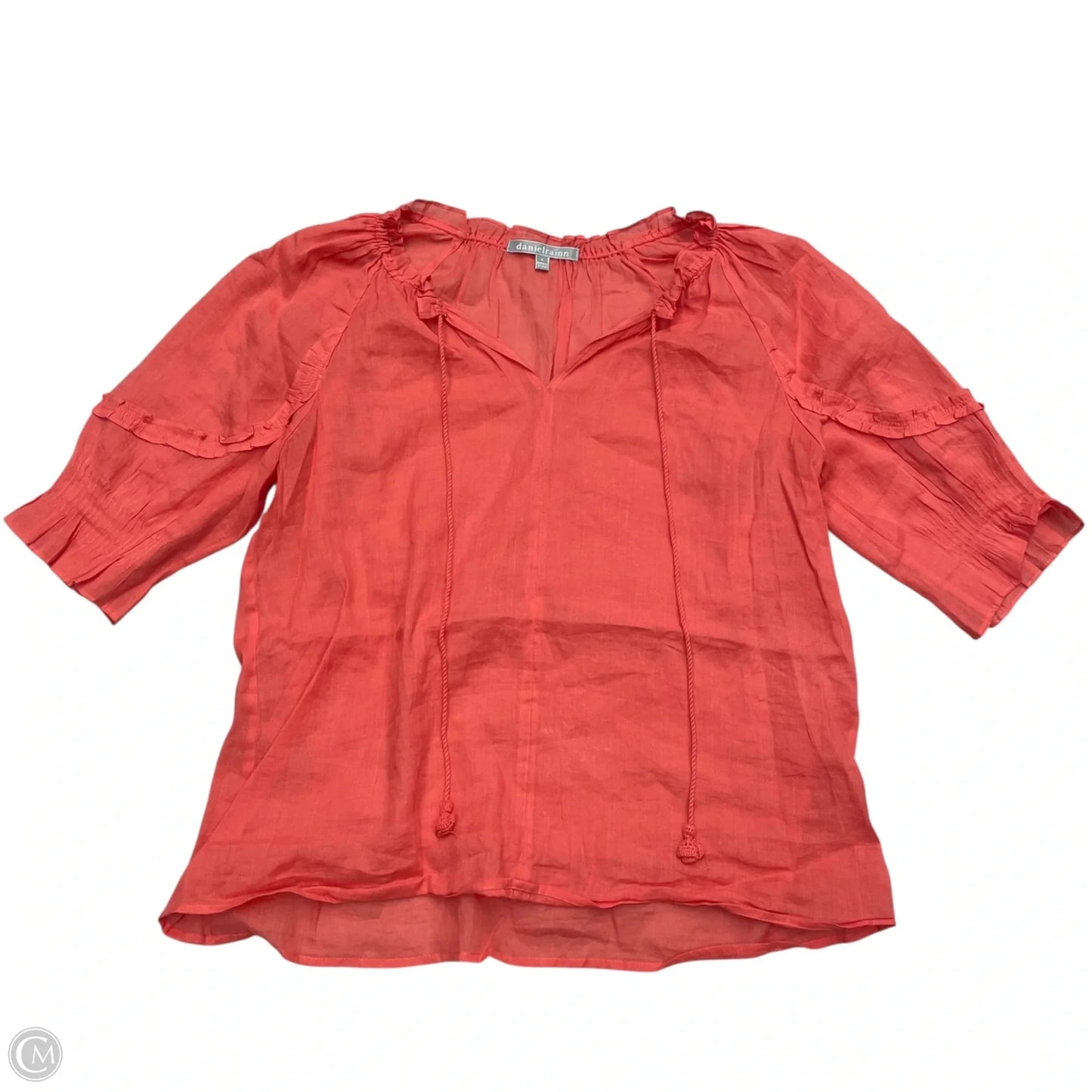 Blouse Short Sleeve By Daniel Rainn In Coral, Size: S