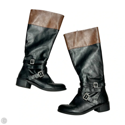 Boots Mid-calf Heels By Arizona Jeans In Black & Brown, Size: 8.5