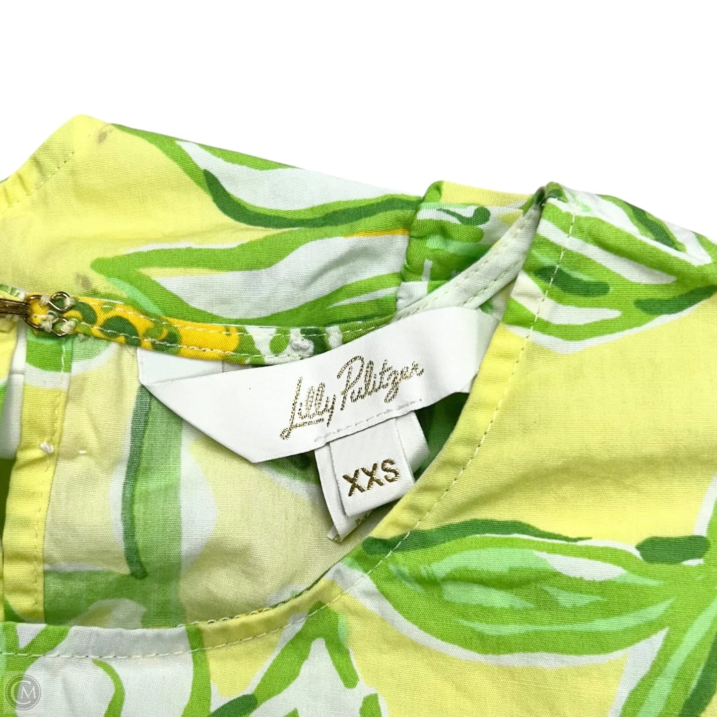 Top Short Sleeve Designer By Lilly Pulitzer In Green & Yellow, Size: Xxs