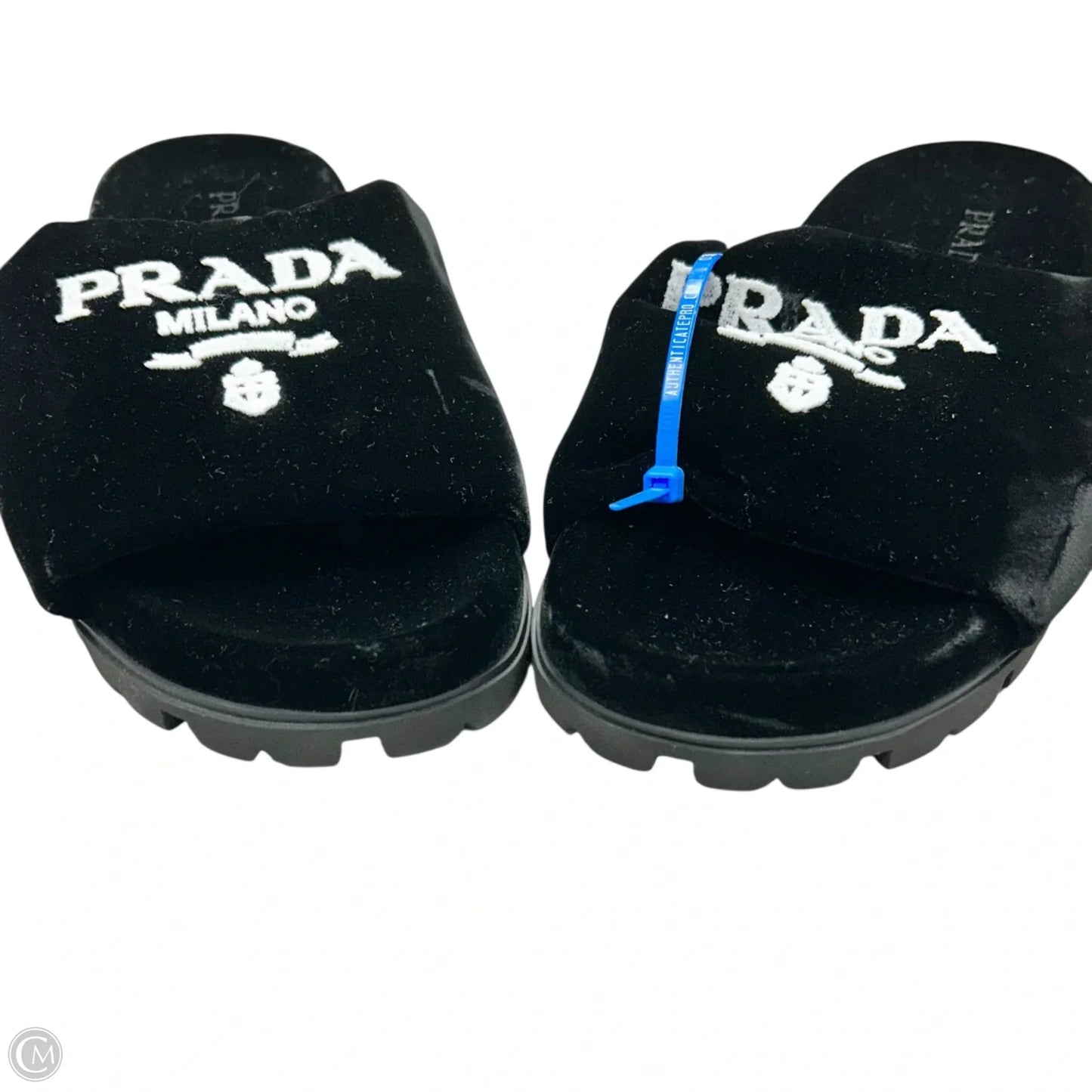 Shoes Luxury Designer By Prada In Black & White, Size: 10.5