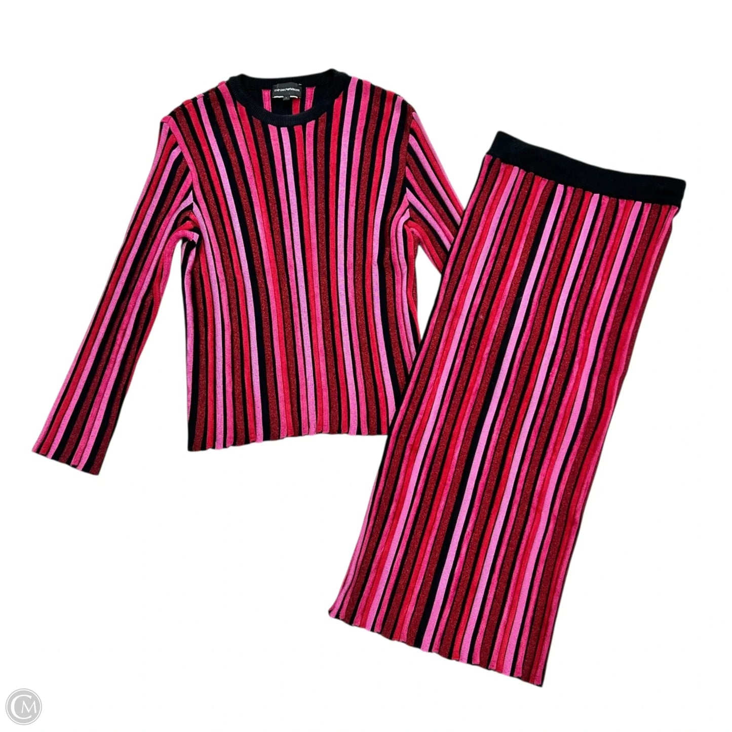 Skirt Set 2pc By Emporio Armani In Black & Pink, Size: L