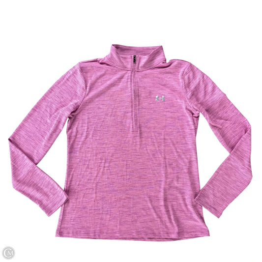 Athletic Top Long Sleeve Collar By Under Armour In Pink, Size: S