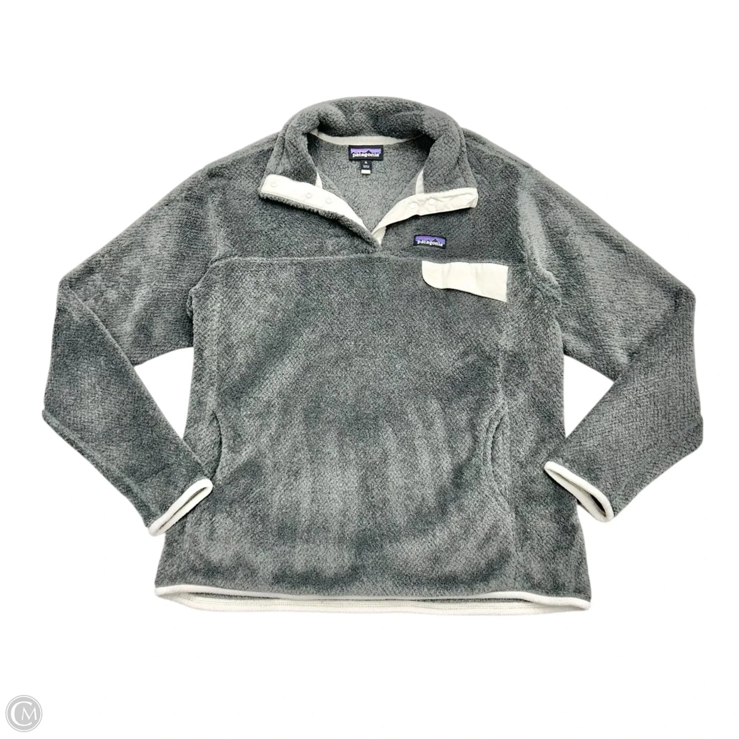 Sweatshirt Collar By Patagonia In Cream & Grey, Size: Xl