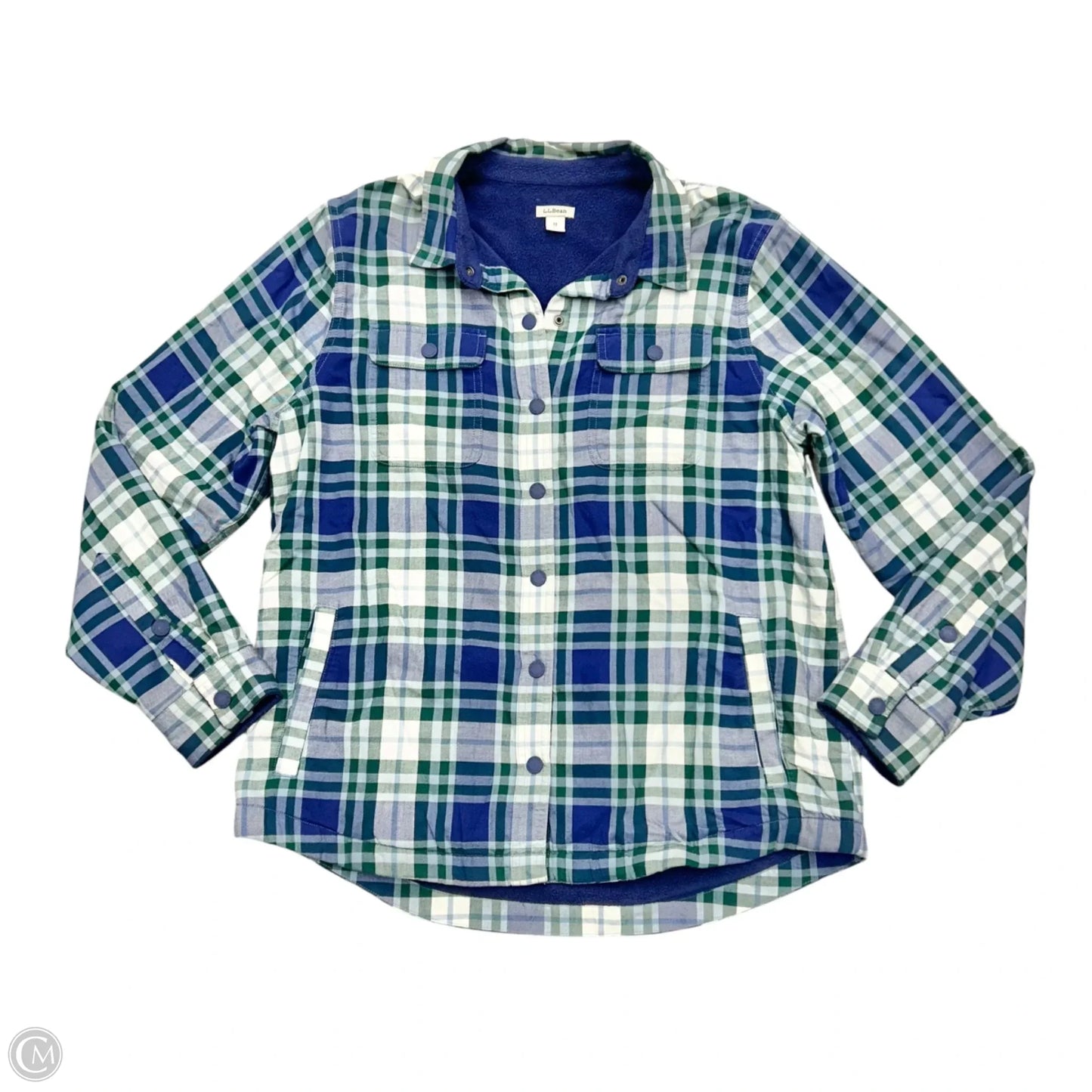 Jacket Shirt By L.l. Bean In Blue & Green, Size: M