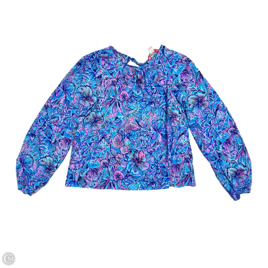 Top 3/4 Sleeve Designer By Lilly Pulitzer In Blue & Pink, Size: Xxs