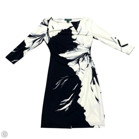 Dress Party Midi By Lauren By Ralph Lauren In Black & White, Size: S